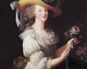 路易斯伊 丽莎白 维热 勒 布伦 : Marie Antoinette in a Muslin dress, Portrait of Marie Antoinette